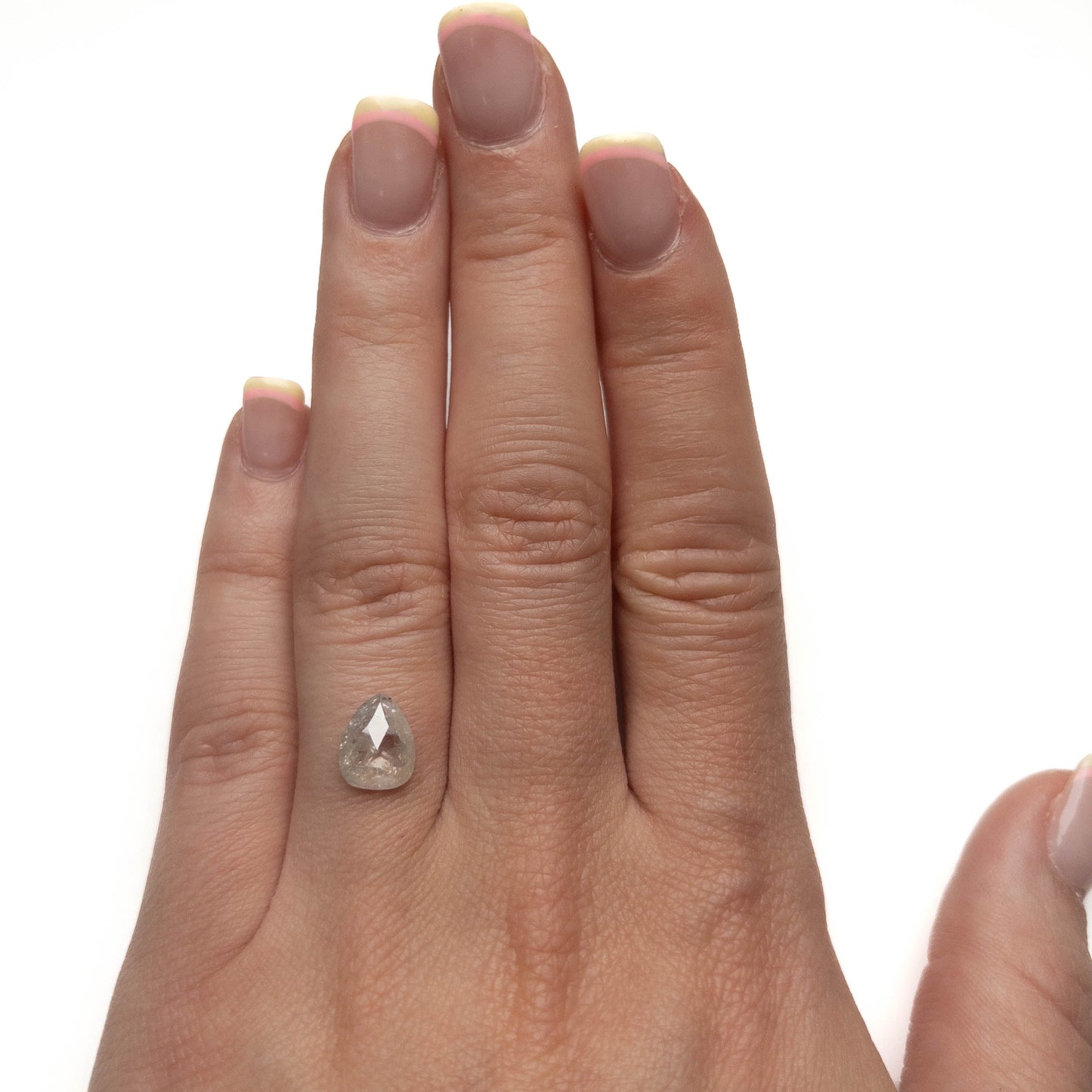 1.79 Carat Icy White Rose Cut Pear Diamond