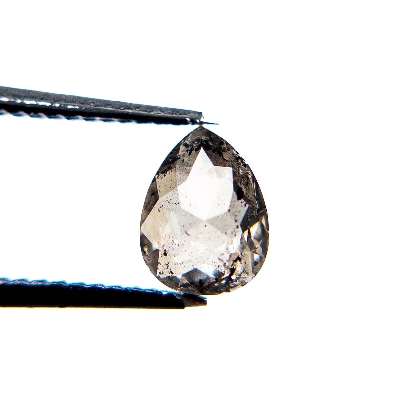 1.05 Carat Salt and Pepper Rose Cut Pear Diamond