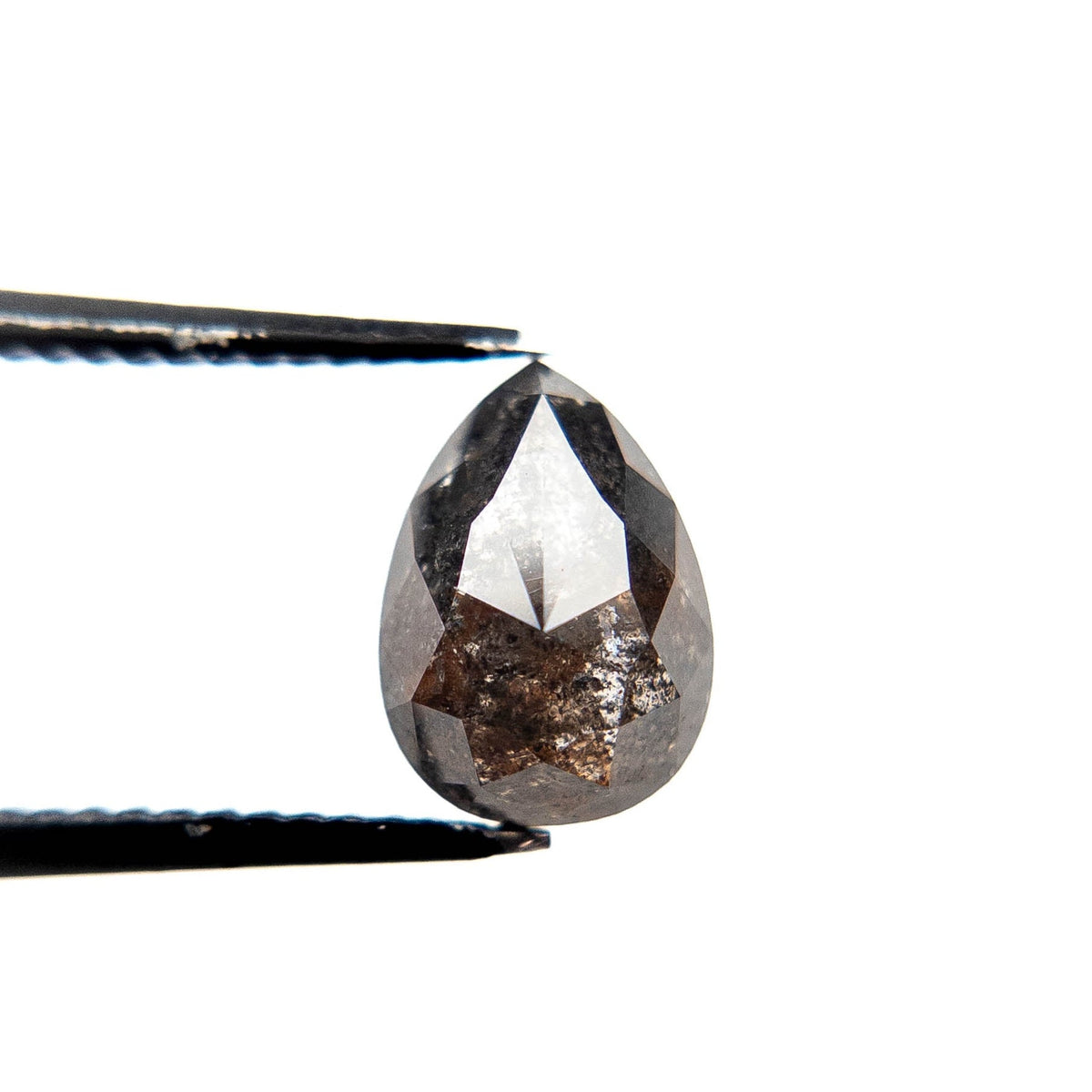 2.38 Carat Black Salt and Pepper Rose Cut Pear Diamond