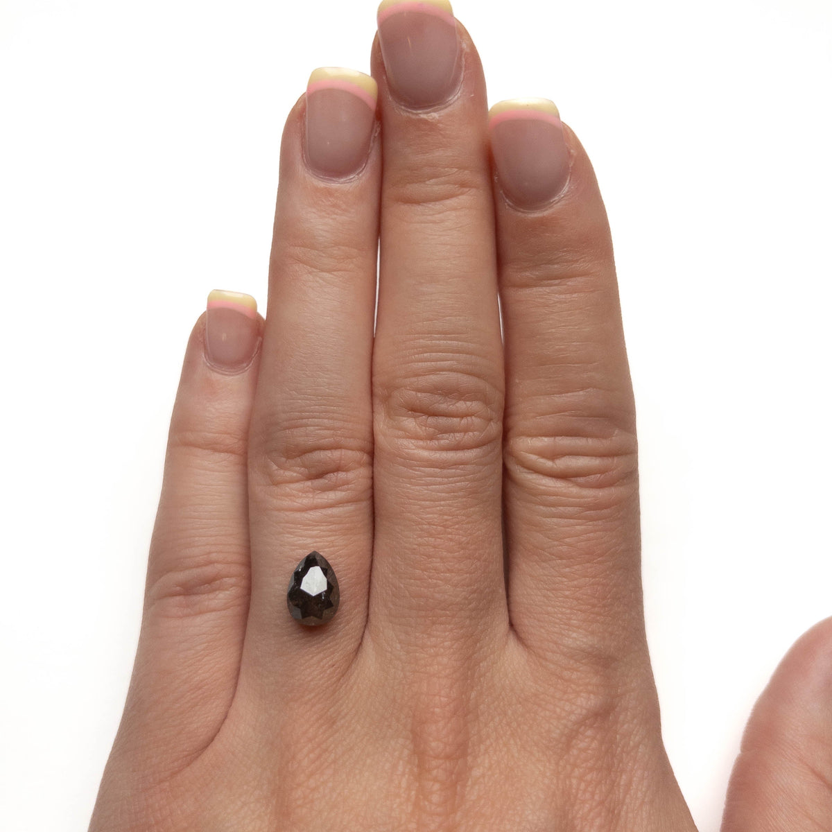 2.38 Carat Black Salt and Pepper Rose Cut Pear Diamond