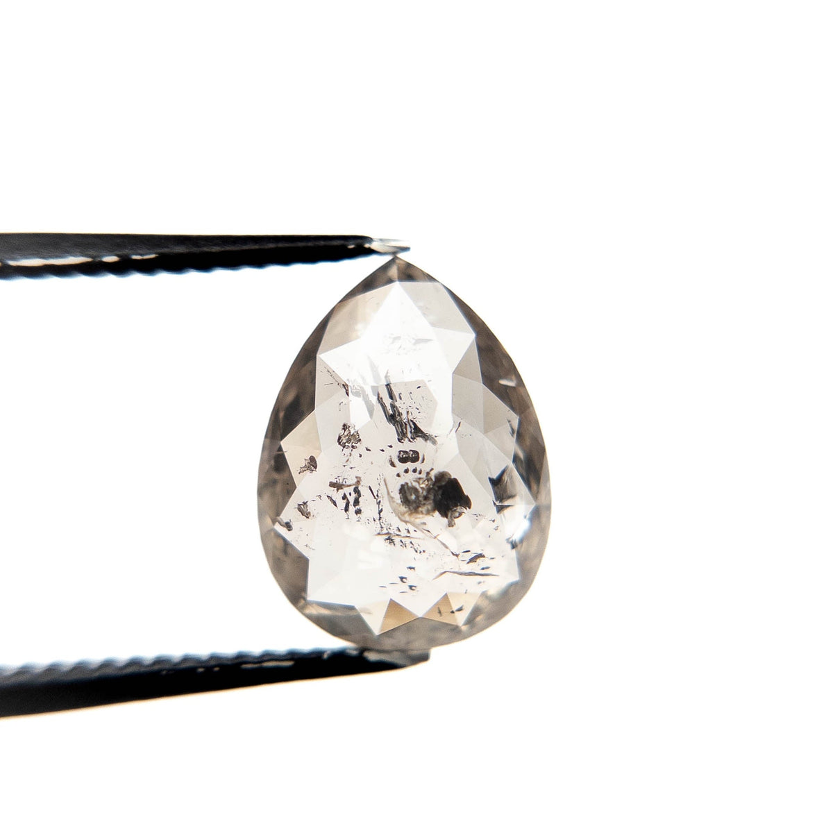 3.36 Carat Salt and Pepper Rose Cut Pear Diamond