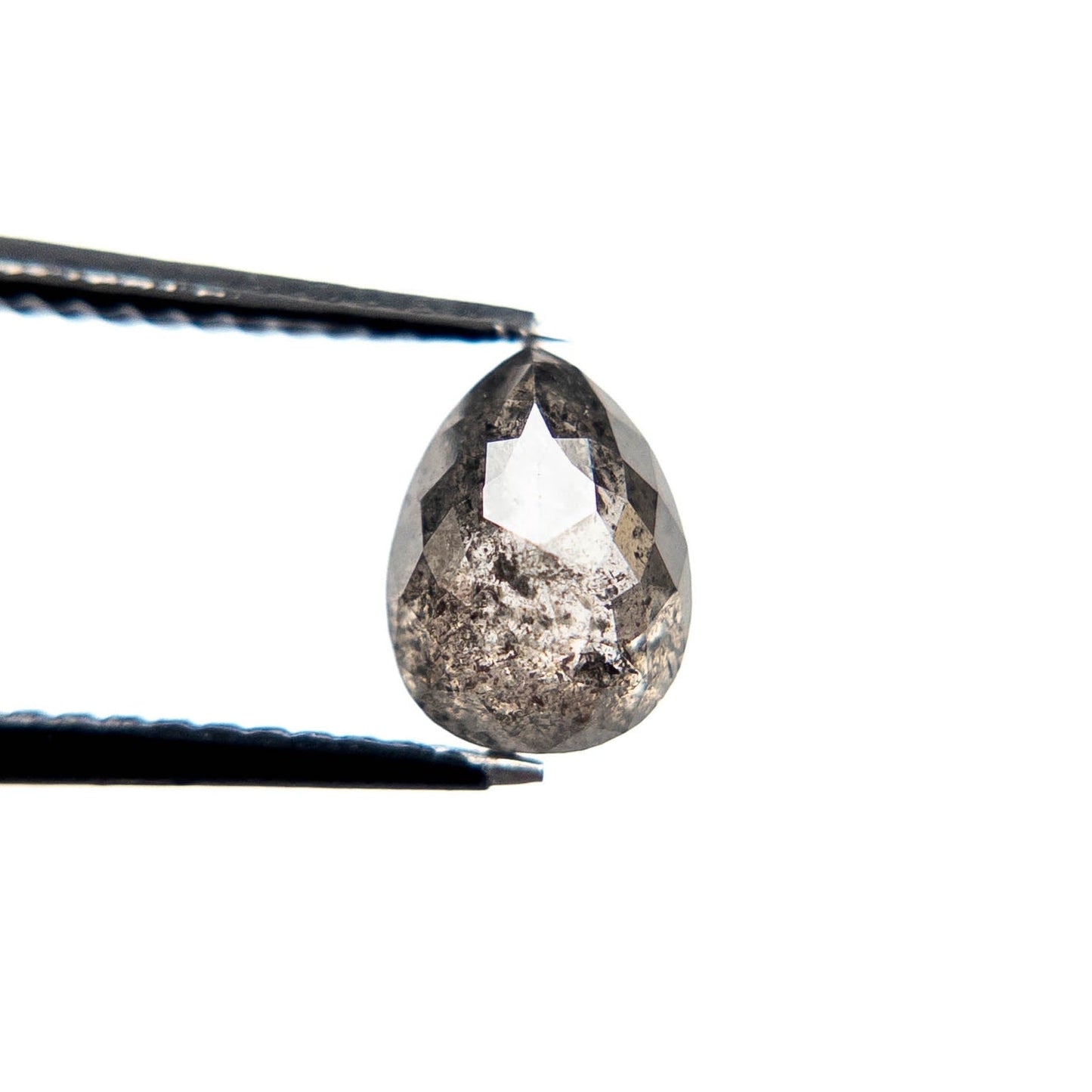 1.21 Carat Black Salt and Pepper Double Cut Pear Diamond