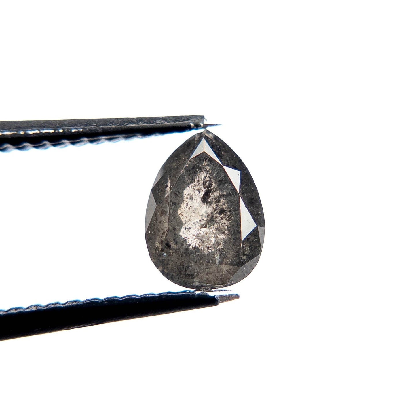 1.21 Carat Black Salt and Pepper Double Cut Pear Diamond