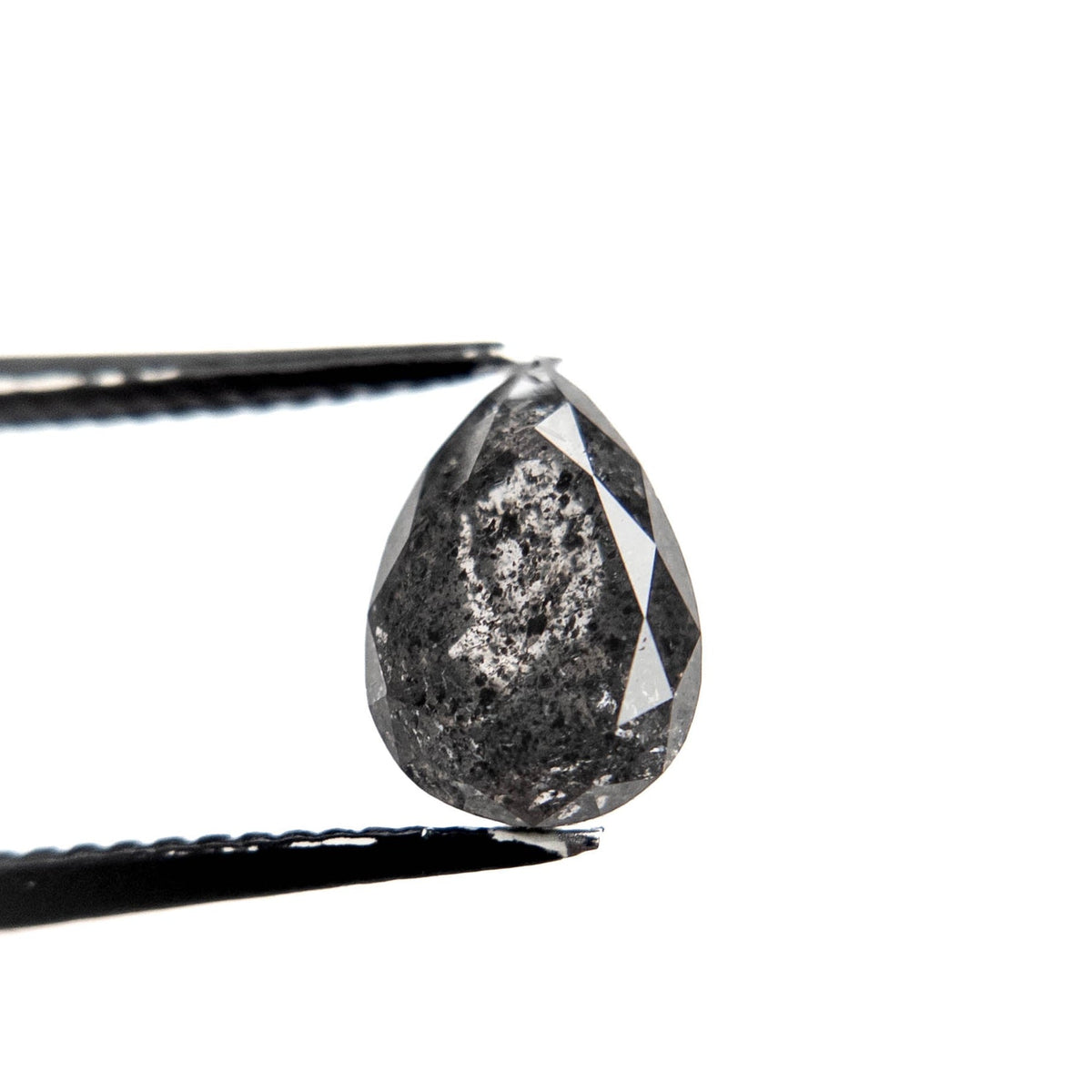 1.93 Carat Black Salt and Pepper Double Cut Pear Diamond