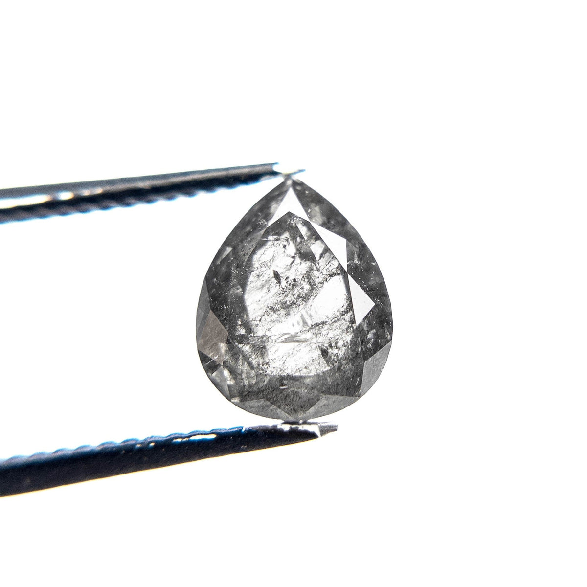 2.40 Carat Salt and Pepper Double Cut Pear Diamond