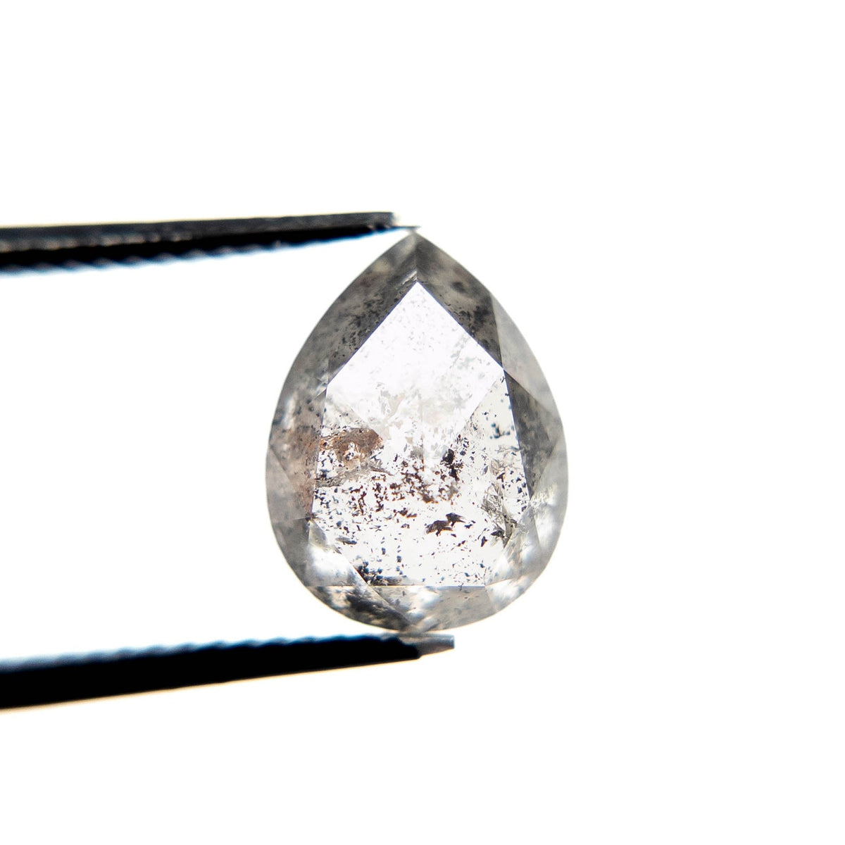2.98 Carat Salt and Pepper Rose Cut Pear Diamond
