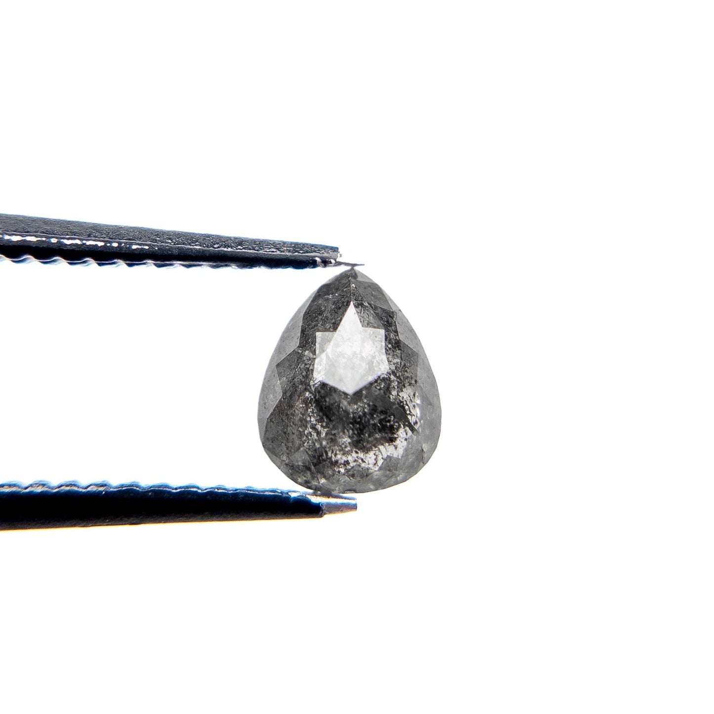 .95 Carat Black Salt and Pepper Rose Cut Pear Diamond