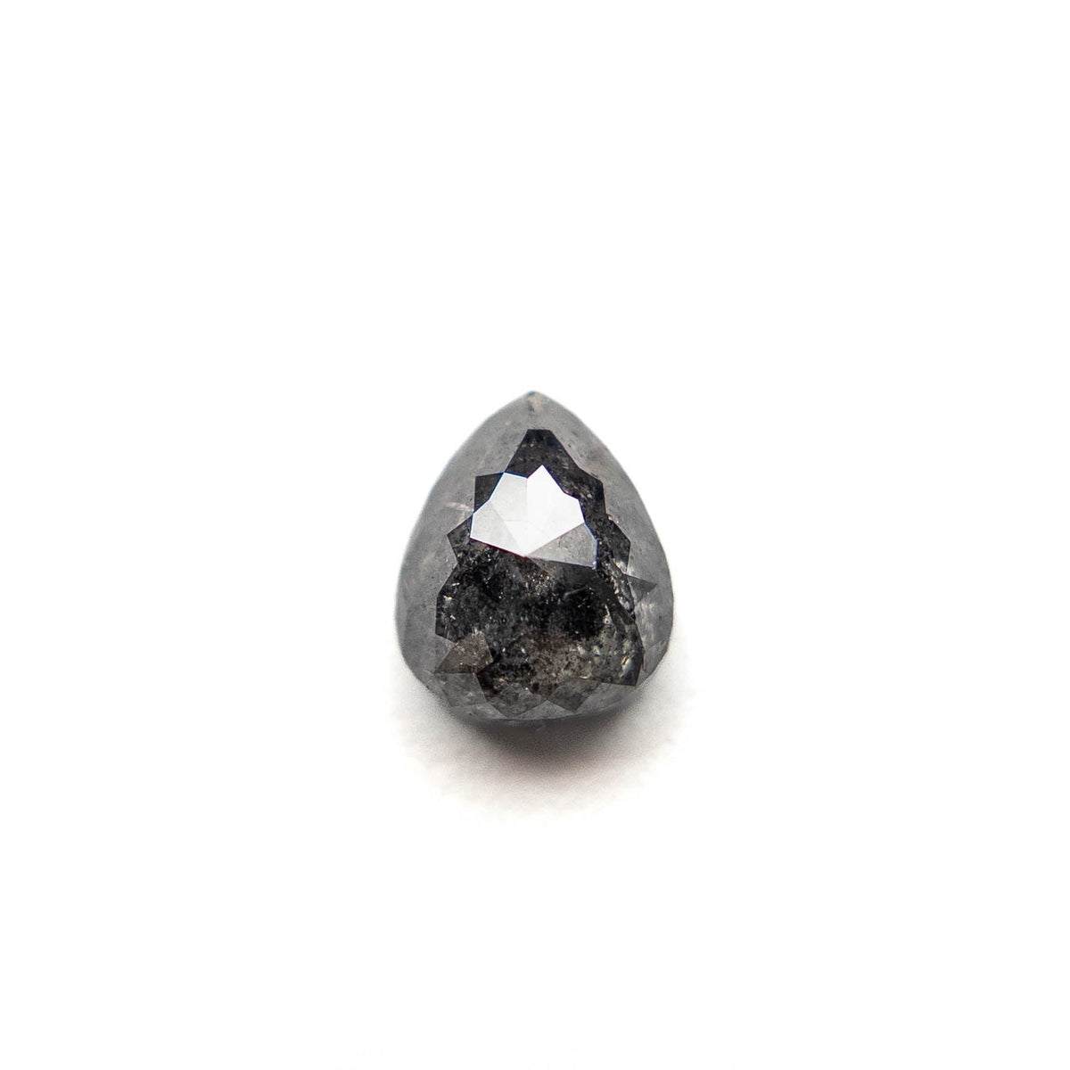 .95 Carat Black Salt and Pepper Rose Cut Pear Diamond
