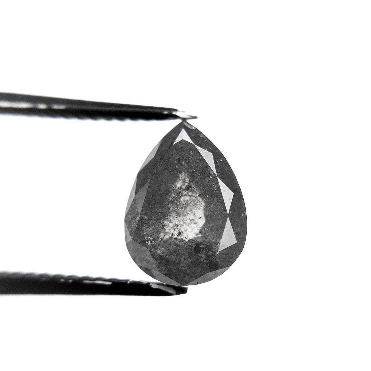 2.41 Carat Salt and Pepper Double Cut Pear Diamond