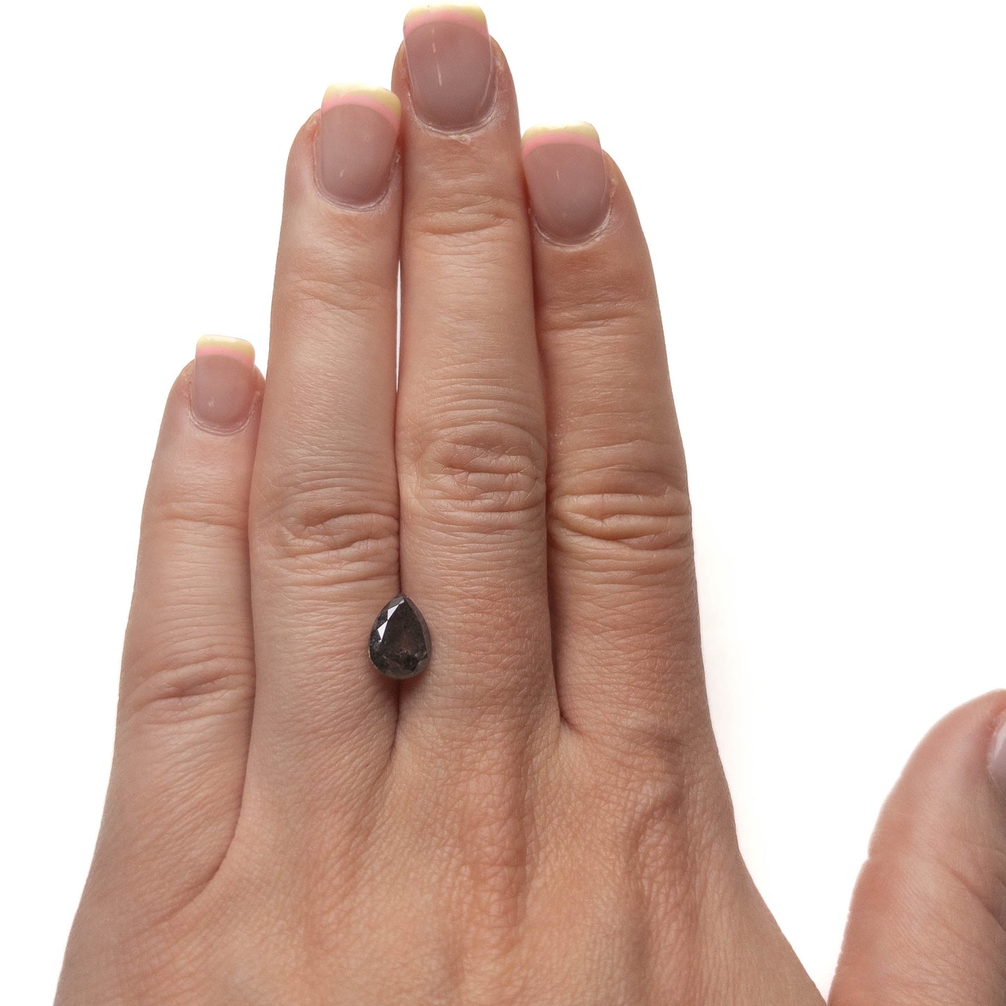 2.41 Carat Salt and Pepper Double Cut Pear Diamond