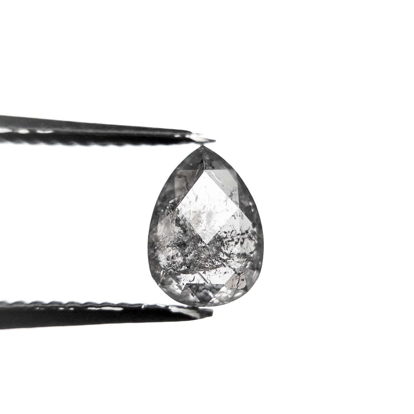 1.19 Carat Salt and Pepper Double Cut Pear Diamond