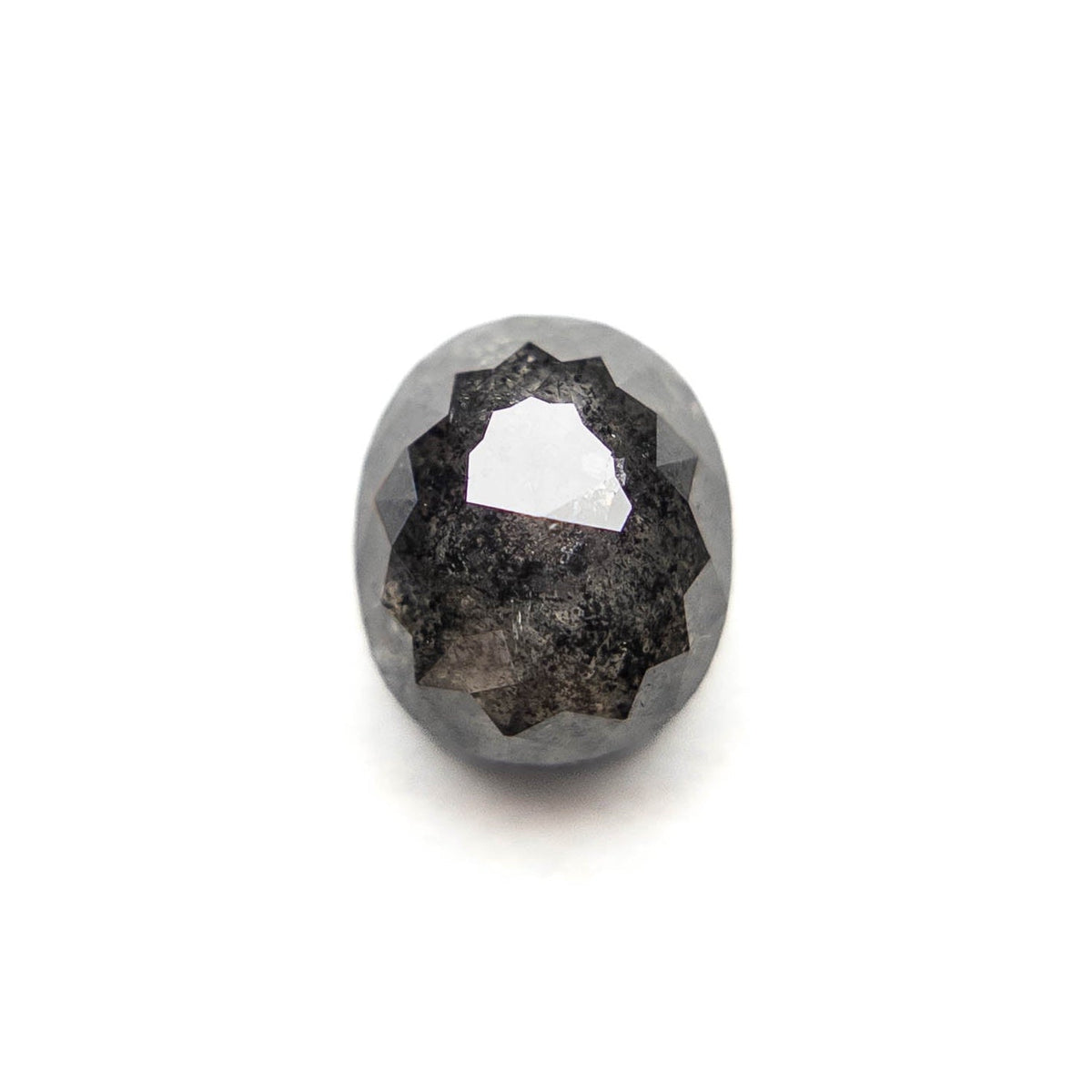 1.06 Carat Black Salt and Pepper Rose Cut Oval Diamond