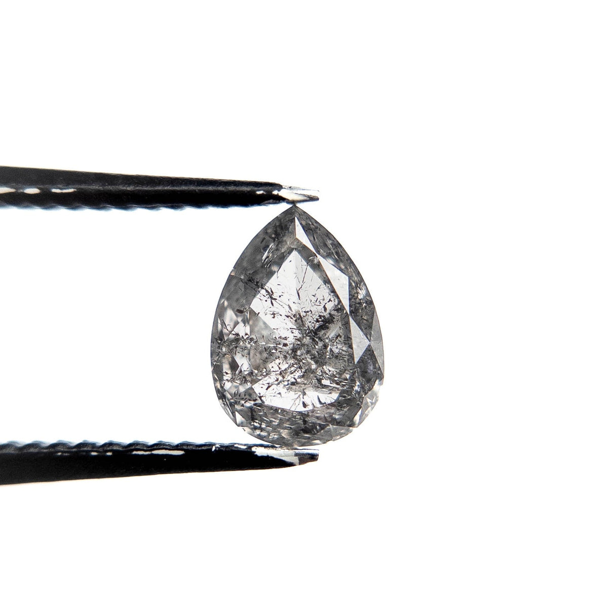 1.19 Carat Salt and Pepper Double Cut Pear Diamond