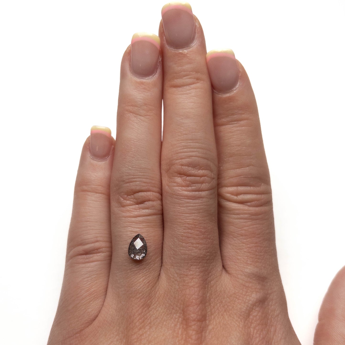 1.19 Carat Salt and Pepper Double Cut Pear Diamond