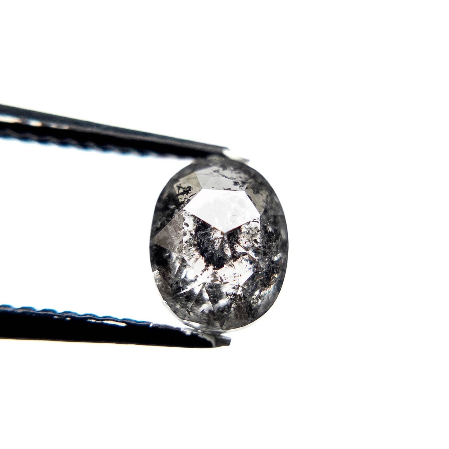 1.41 Carat Salt and Pepper Rose Cut Oval Diamond