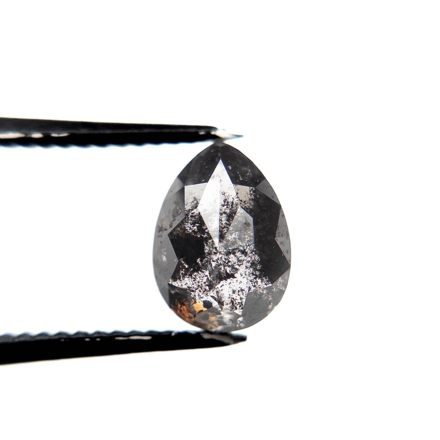 2.19 Carat Black Salt and Pepper Double Cut Pear Diamond
