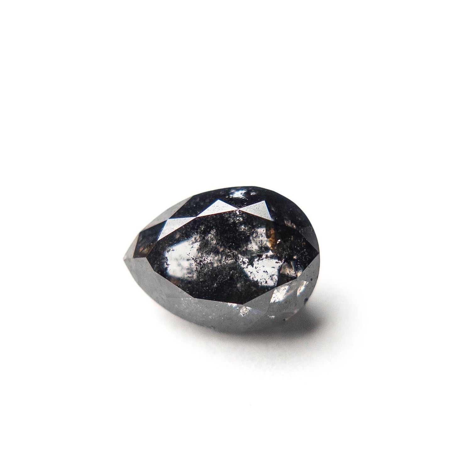 2.19 Carat Black Salt and Pepper Double Cut Pear Diamond