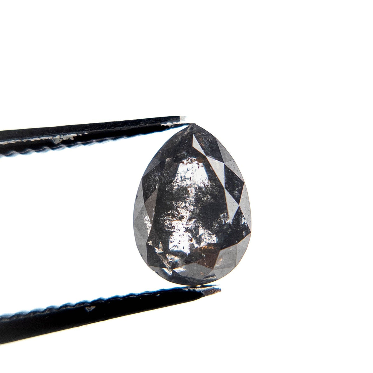 2.19 Carat Black Salt and Pepper Double Cut Pear Diamond