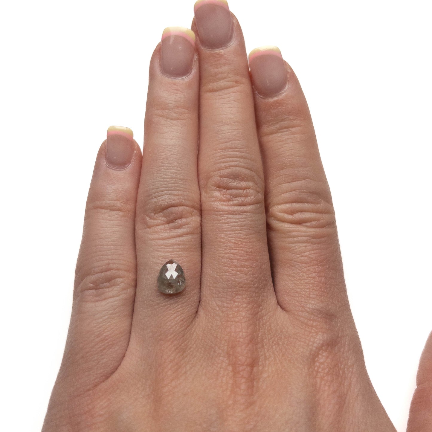 1.24 Carat Icy Salt and Pepper Rose Cut Pear Diamond
