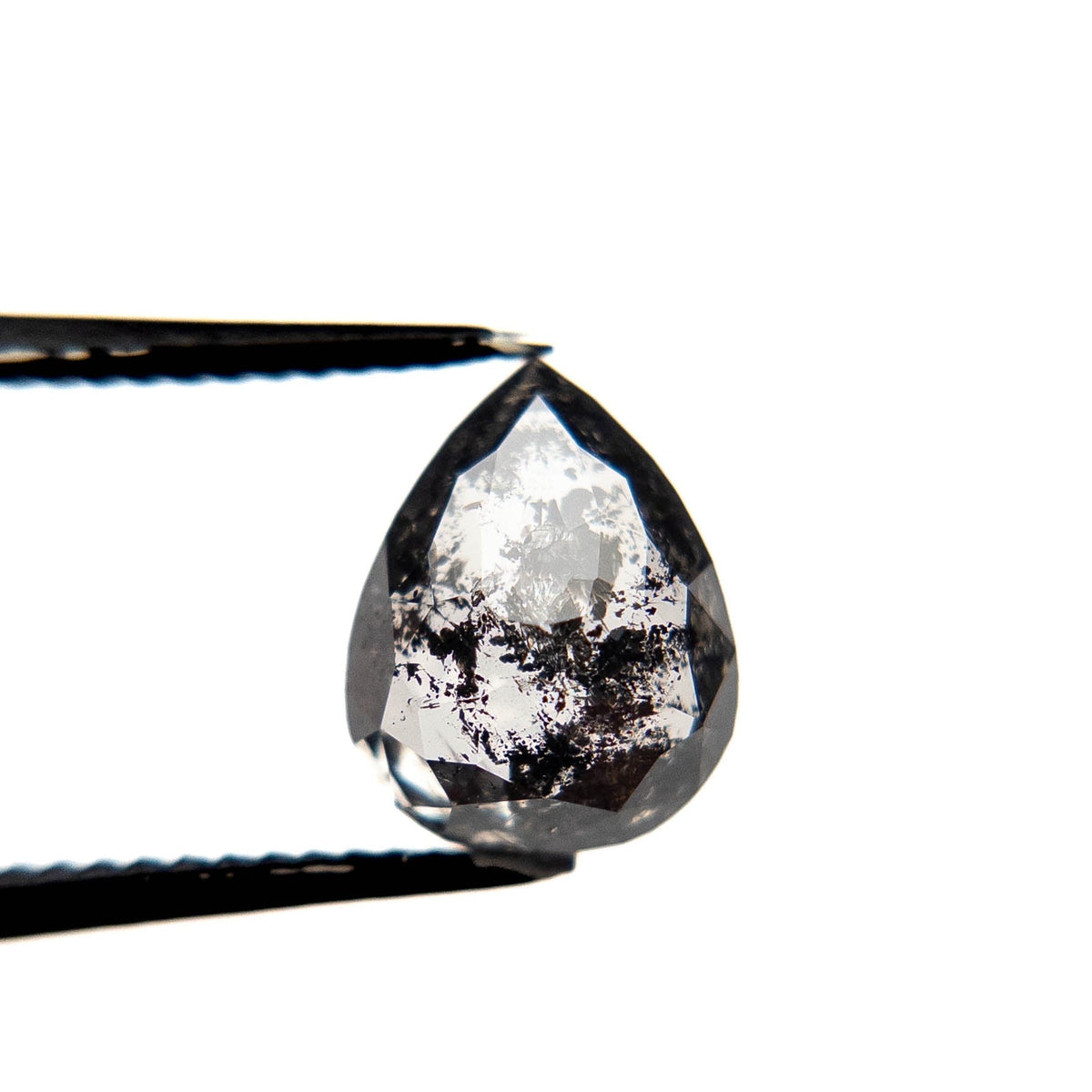 2.39 Carat Salt and Pepper Double Cut Pear Diamond