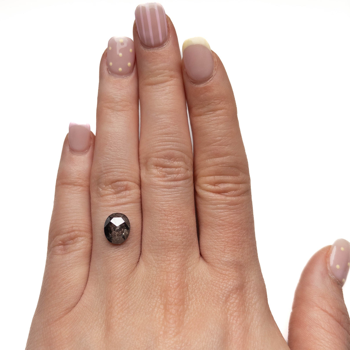 3 Carat Salt and Pepper Rose Cut Oval Diamond