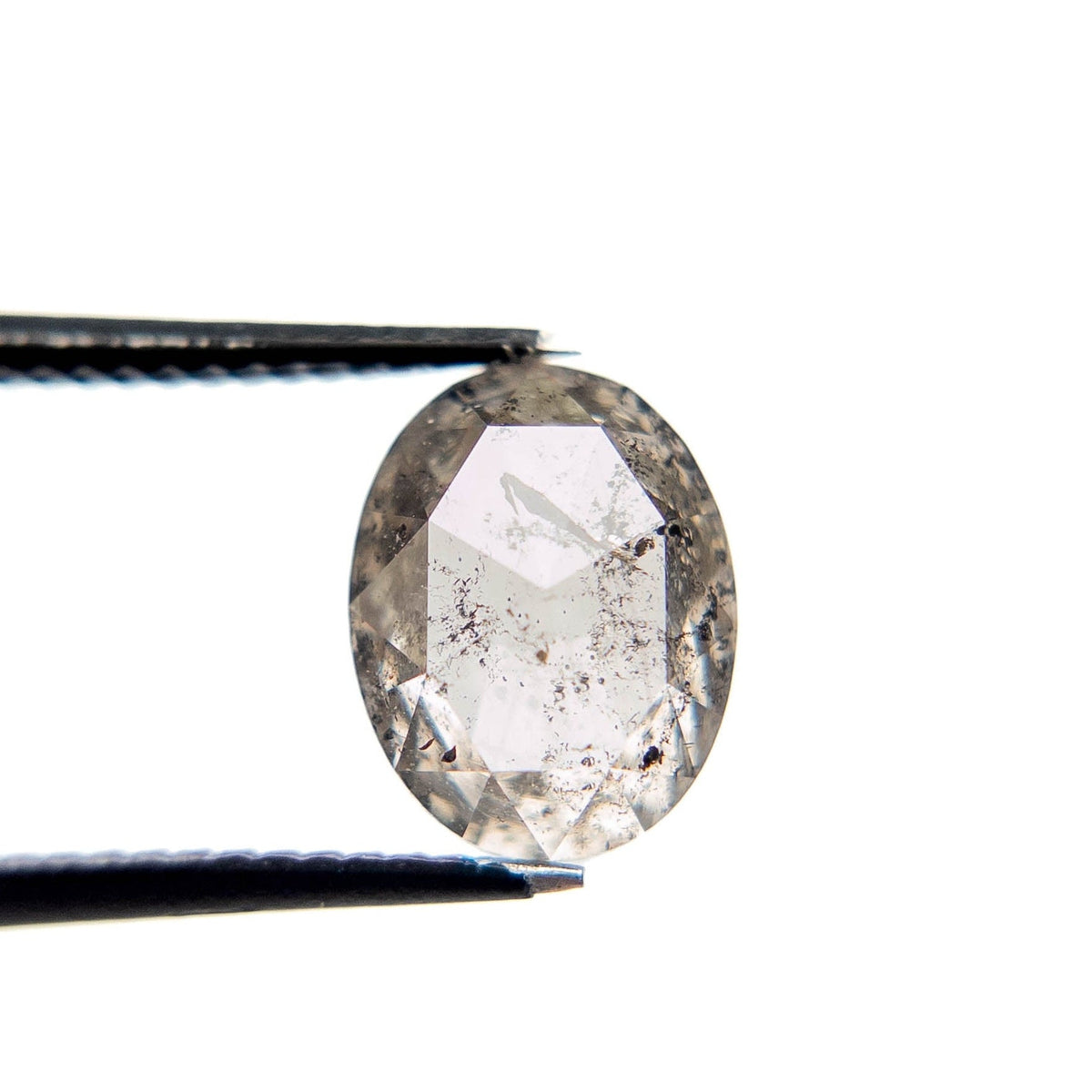 2.01 Carat Icy Salt and Pepper Rose Cut Oval Diamond