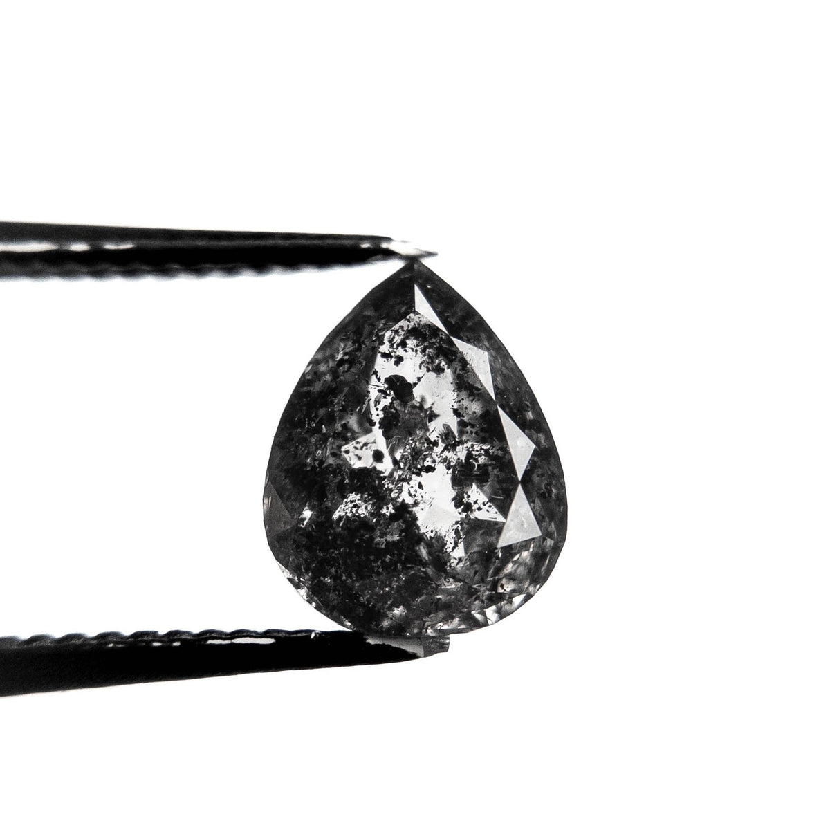 2.39 Carat Salt and Pepper Double Cut Pear Diamond