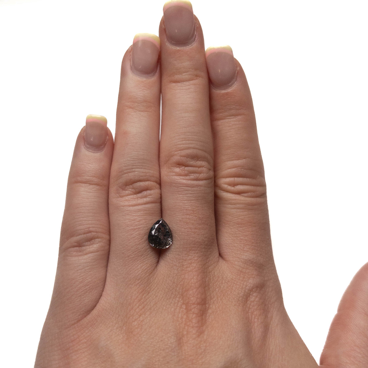 2.39 Carat Salt and Pepper Double Cut Pear Diamond