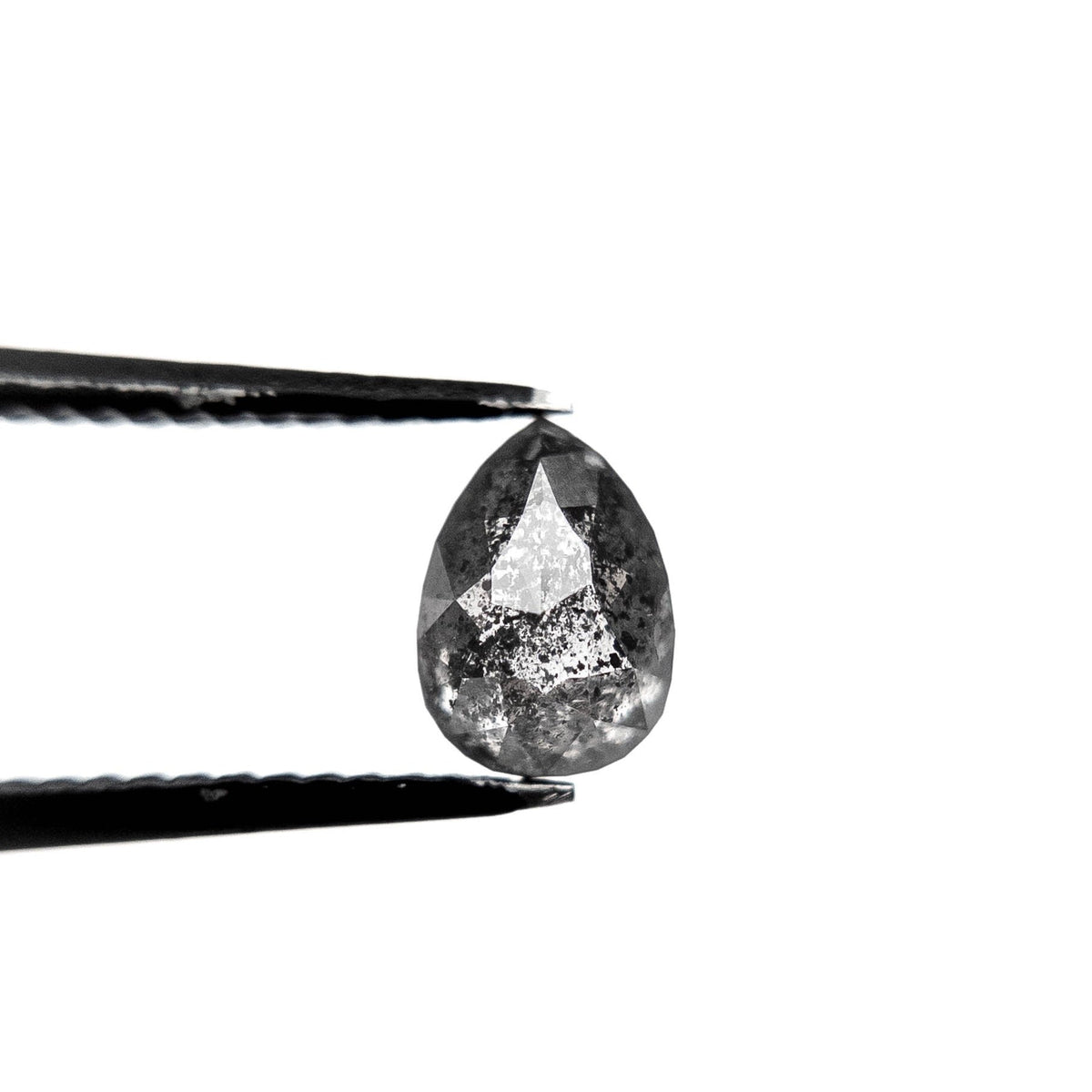 .97 Carat Black Salt and Pepper Rose Cut Pear Diamond
