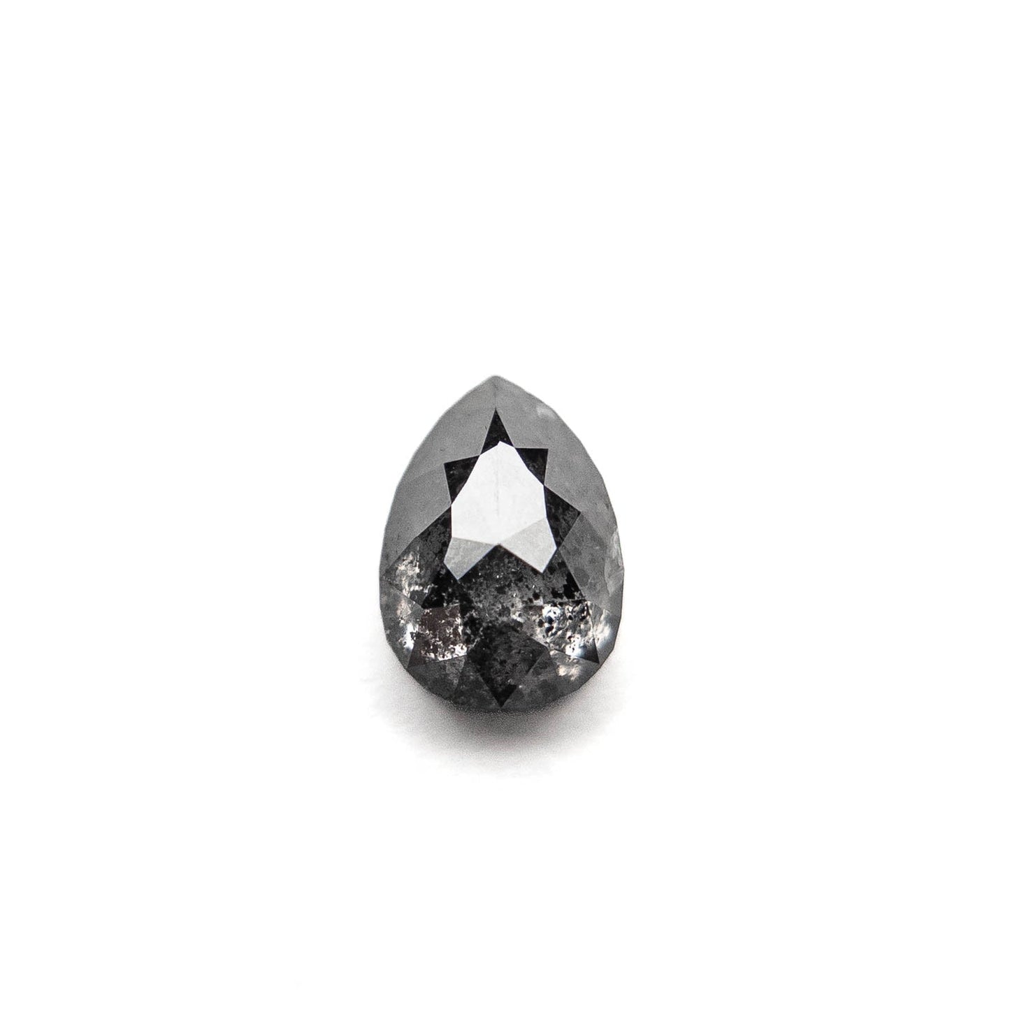 .97 Carat Black Salt and Pepper Rose Cut Pear Diamond