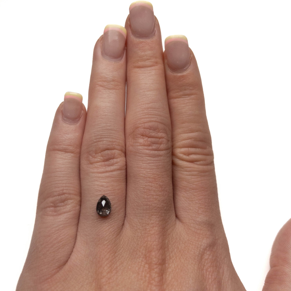 .97 Carat Black Salt and Pepper Rose Cut Pear Diamond