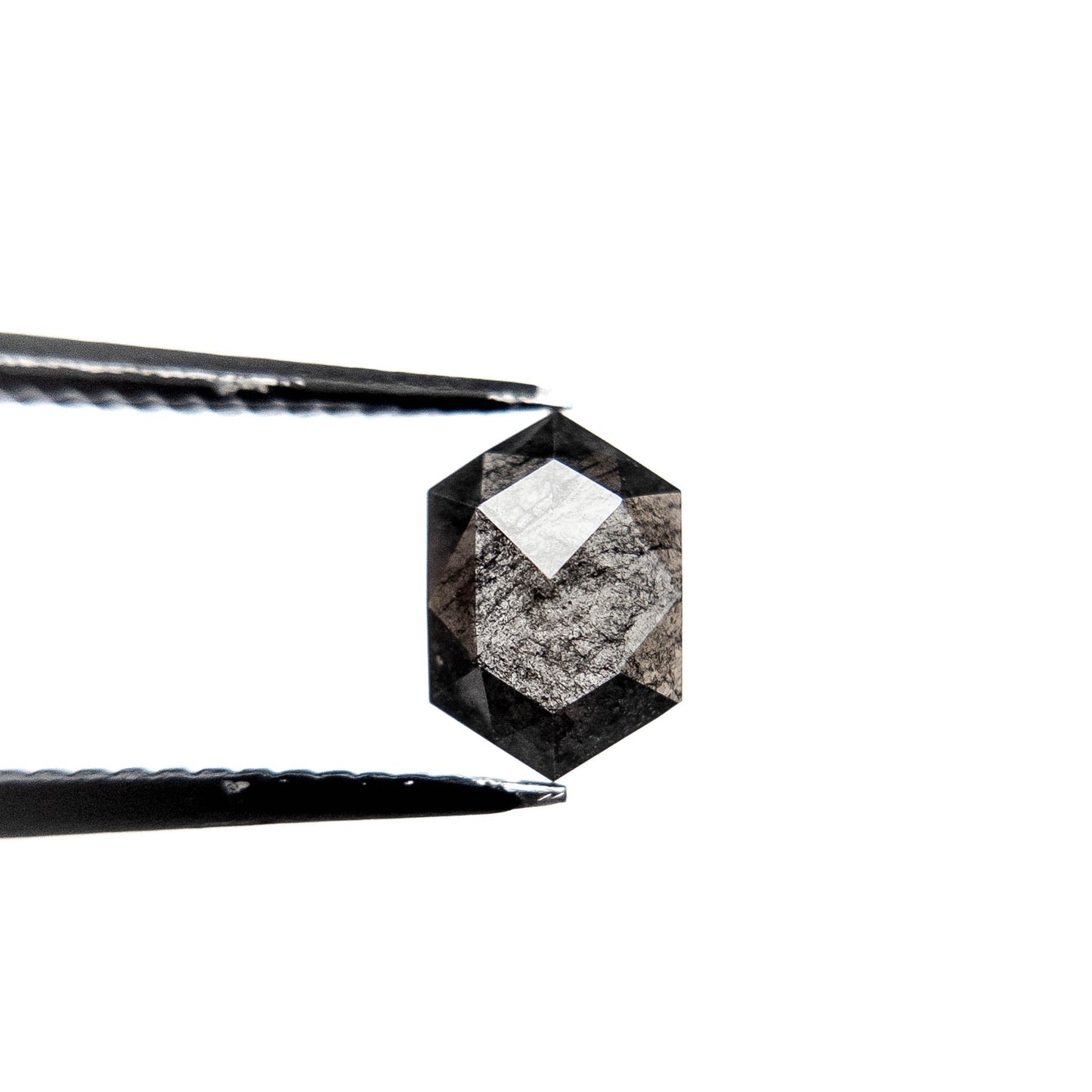 .79 Carat Black Salt and Pepper Rose Cut Hexagon Diamond