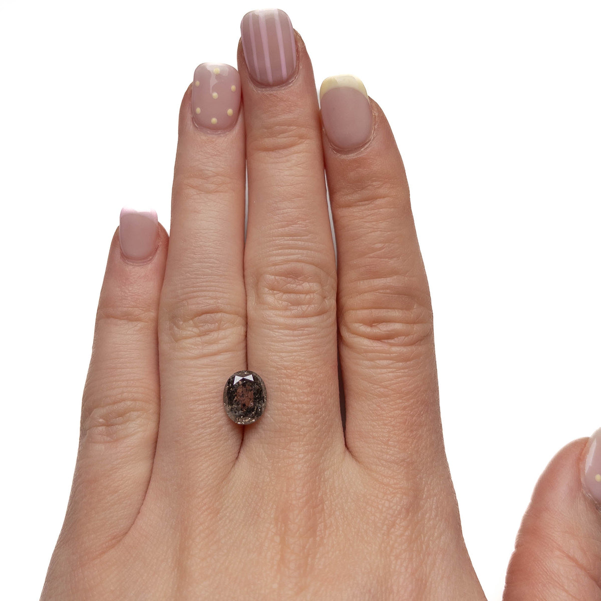 2.75 Carat Salt and Pepper Double Cut Oval Diamond