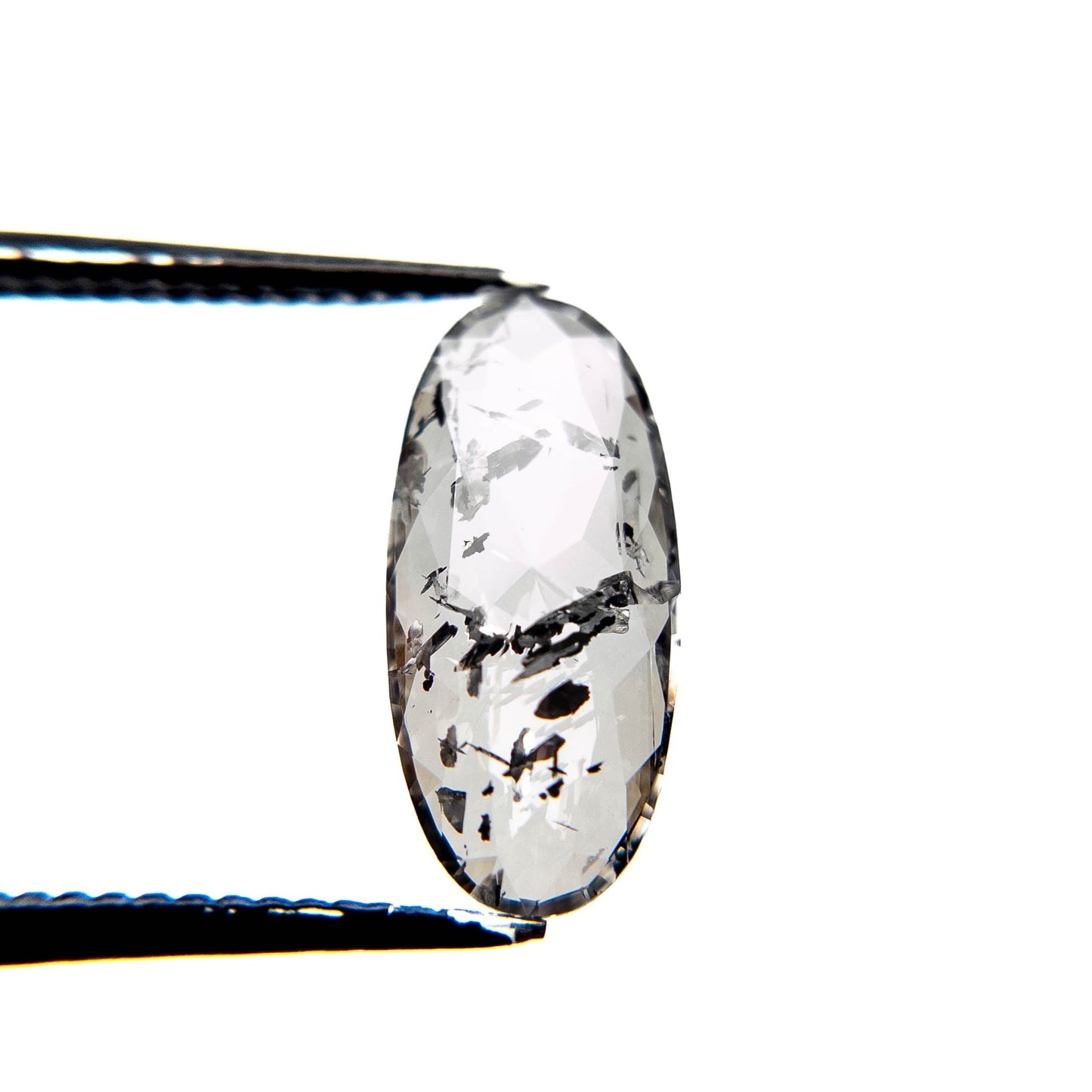 2.32 Carat Salt and Pepper Rose Cut Oval Diamond