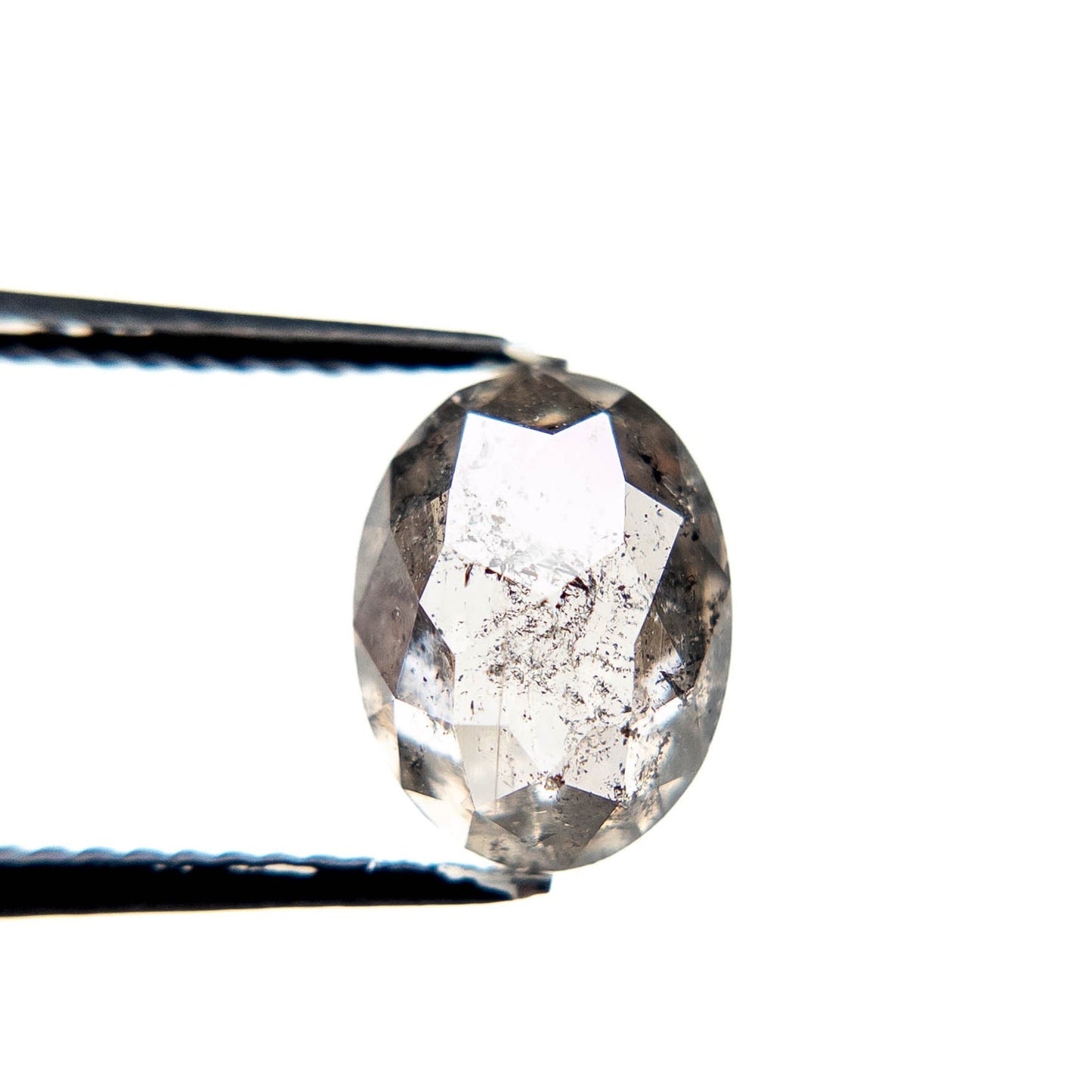 2.23 Carat Salt and Pepper Rose Cut Oval Diamond