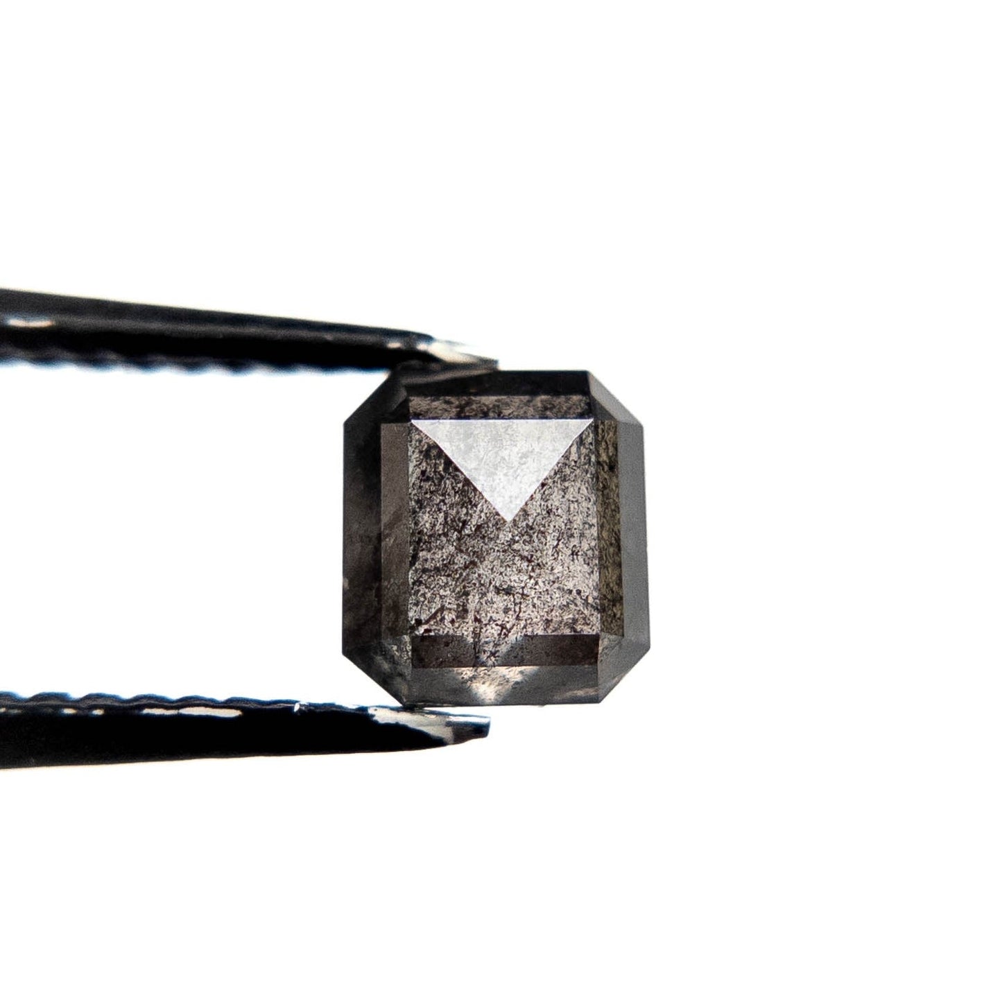 1.13 Carat Black Salt and Pepper Rose Cut Asscher Diamond