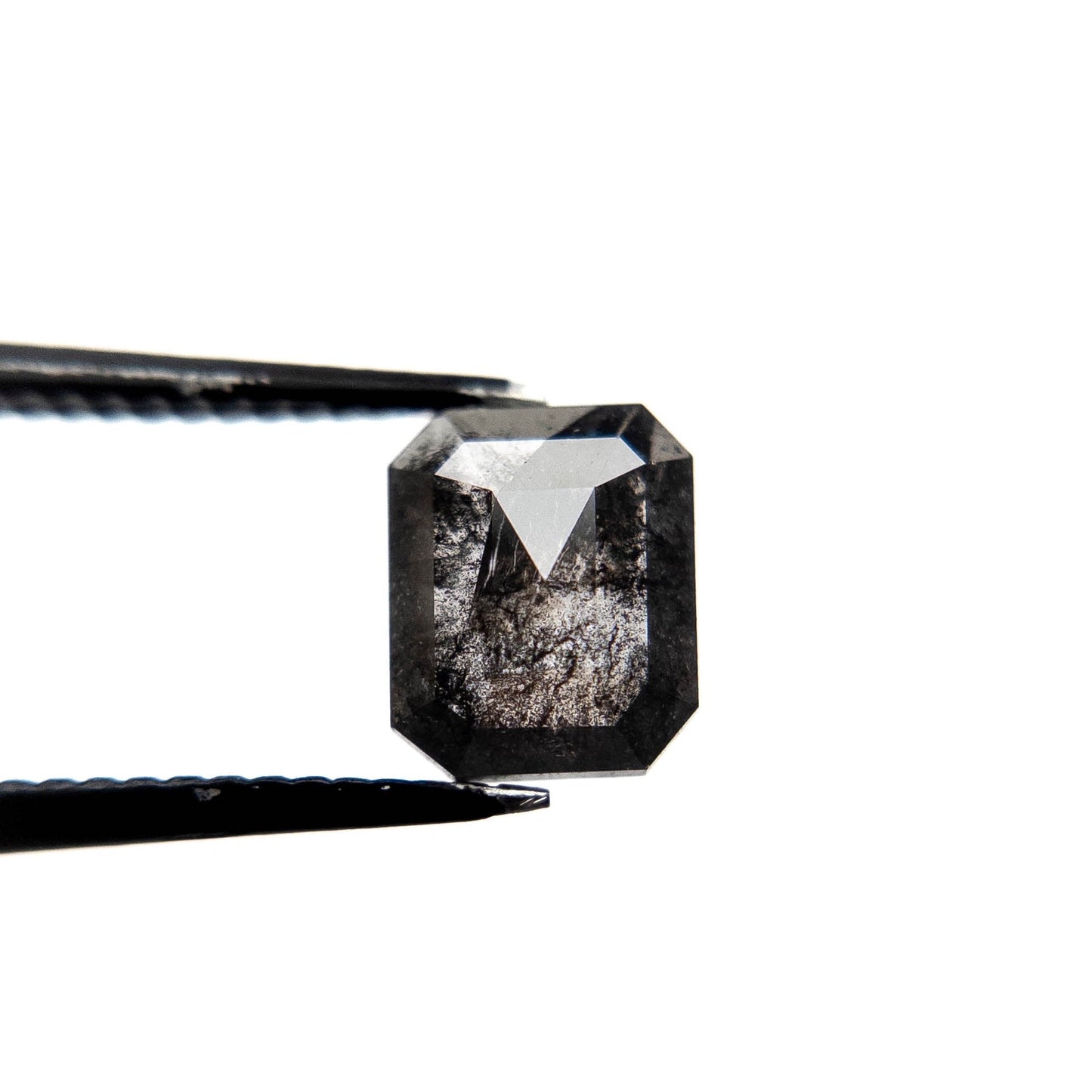 1.54 Carat Black Salt and Pepper Rose Cut Asscher Diamond