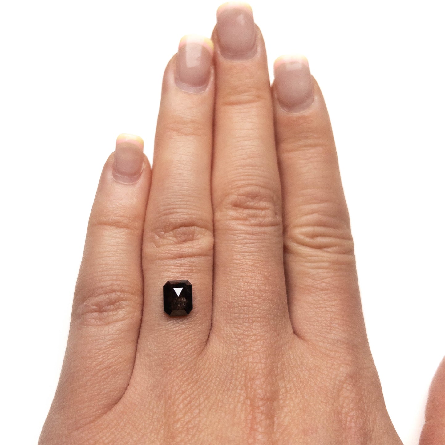 1.54 Carat Black Salt and Pepper Rose Cut Asscher Diamond
