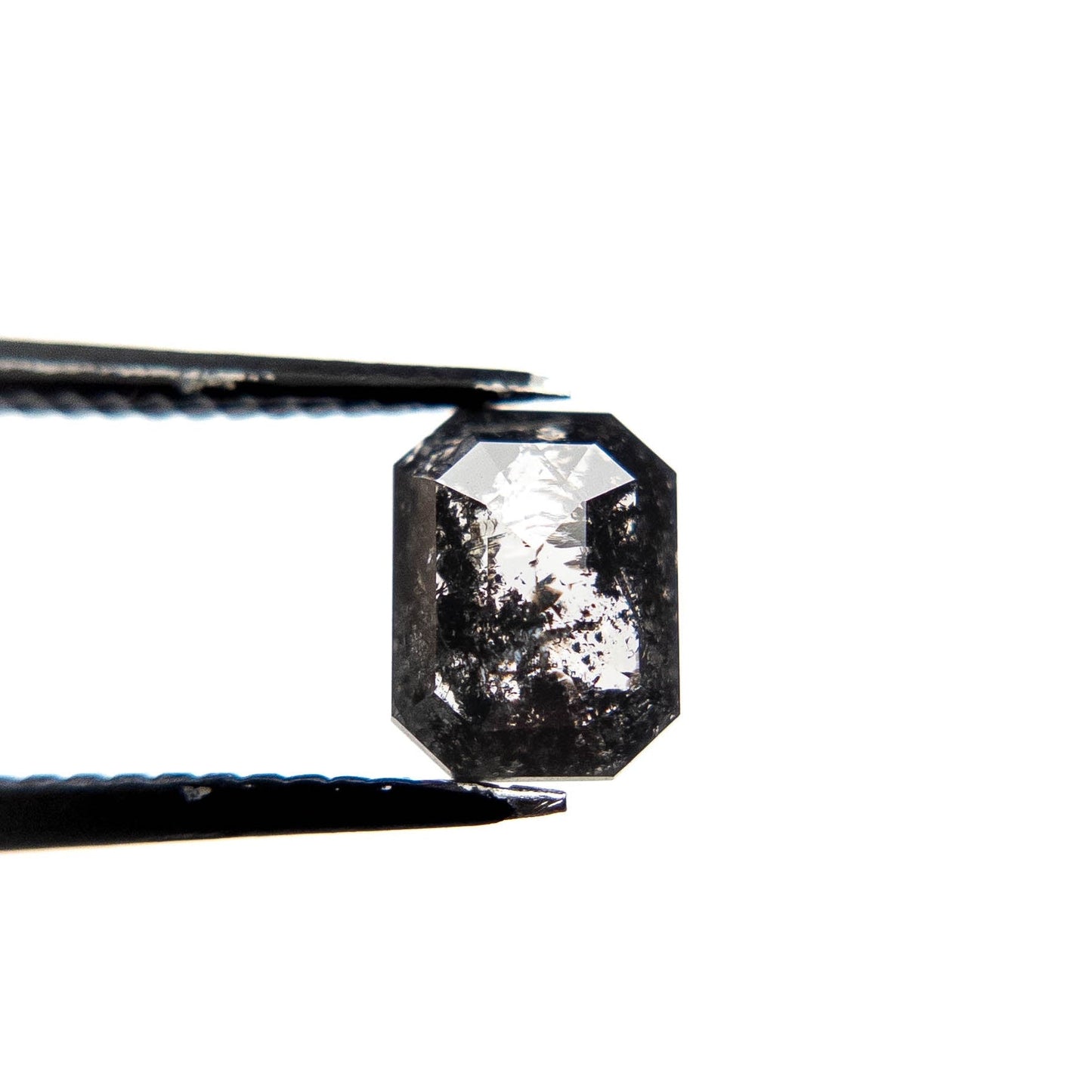 1.23 Carat Black Salt and Pepper Rose Cut Emerald Diamond