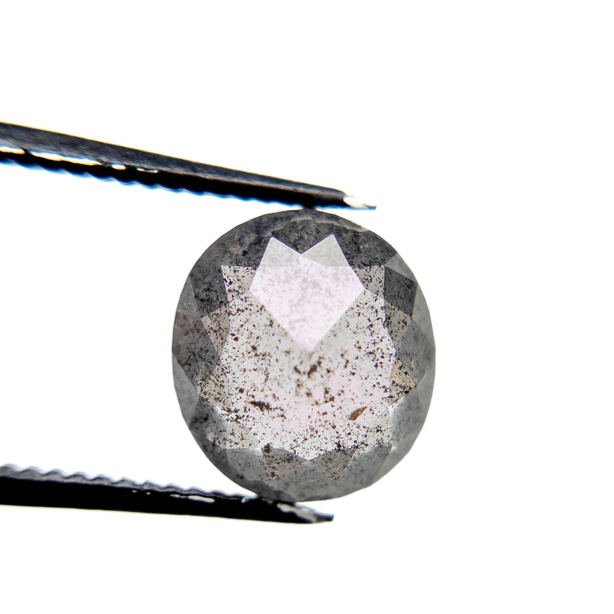 3.76 Carat Salt and Pepper Rose Cut Oval Diamond