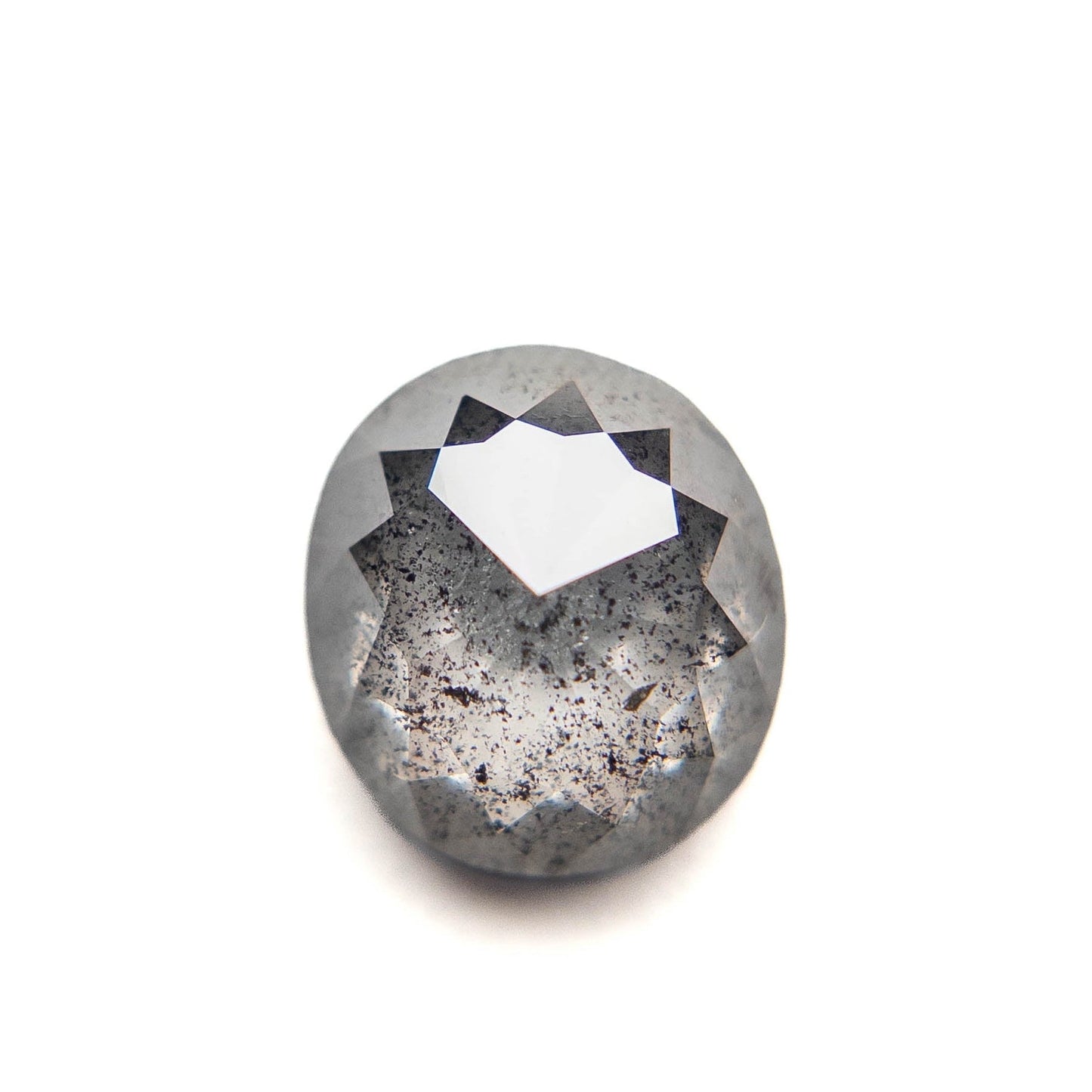 3.76 Carat Salt and Pepper Rose Cut Oval Diamond
