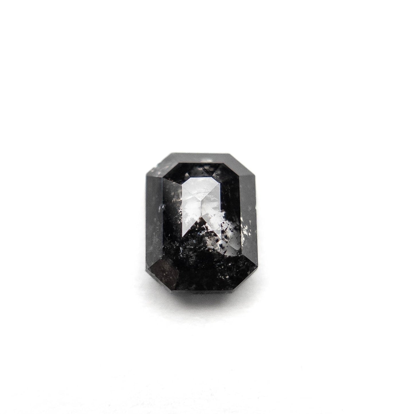 1.23 Carat Black Salt and Pepper Rose Cut Emerald Diamond