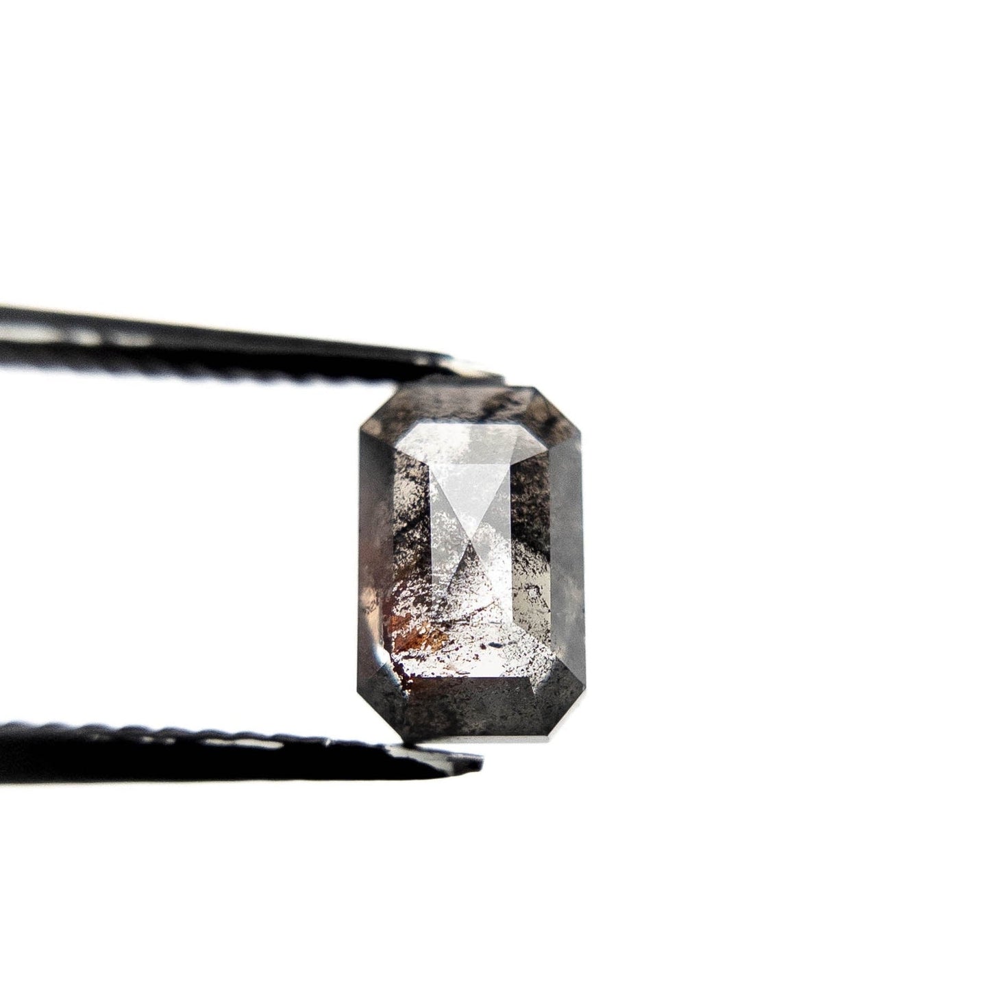 1.40 Carat Black Salt and Pepper Rose Cut Emerald Diamond