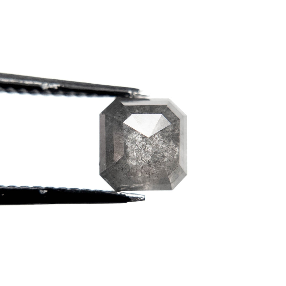 1.82 Carat Icy Salt and Pepper Asscher Rose Cut Diamond