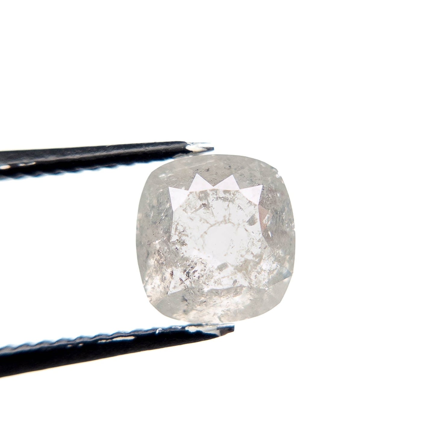 1.45 Carat Icy Salt and Pepper Rose Cut Cushion Diamond