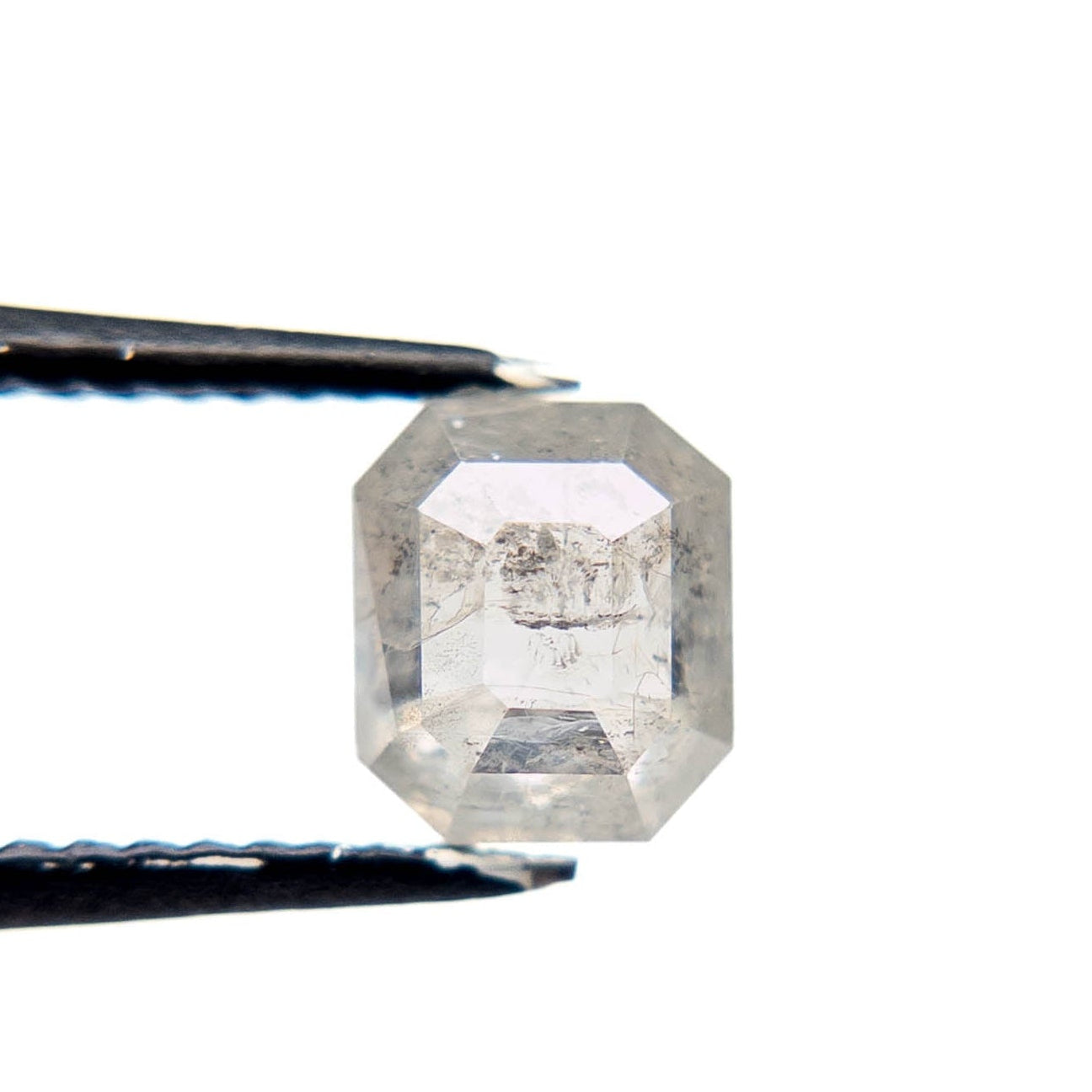 1.07 Carat Icy Salt and Pepper Rose Cut Asscher Diamond
