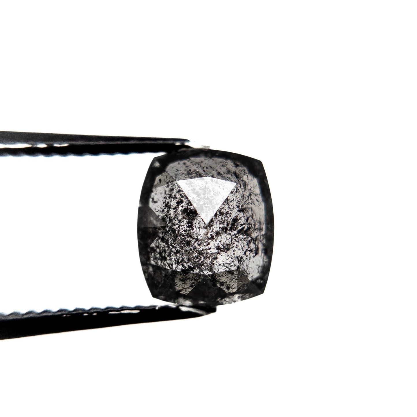 2.43 Carat Black Salt and Pepper Double Cut Cushion Diamond