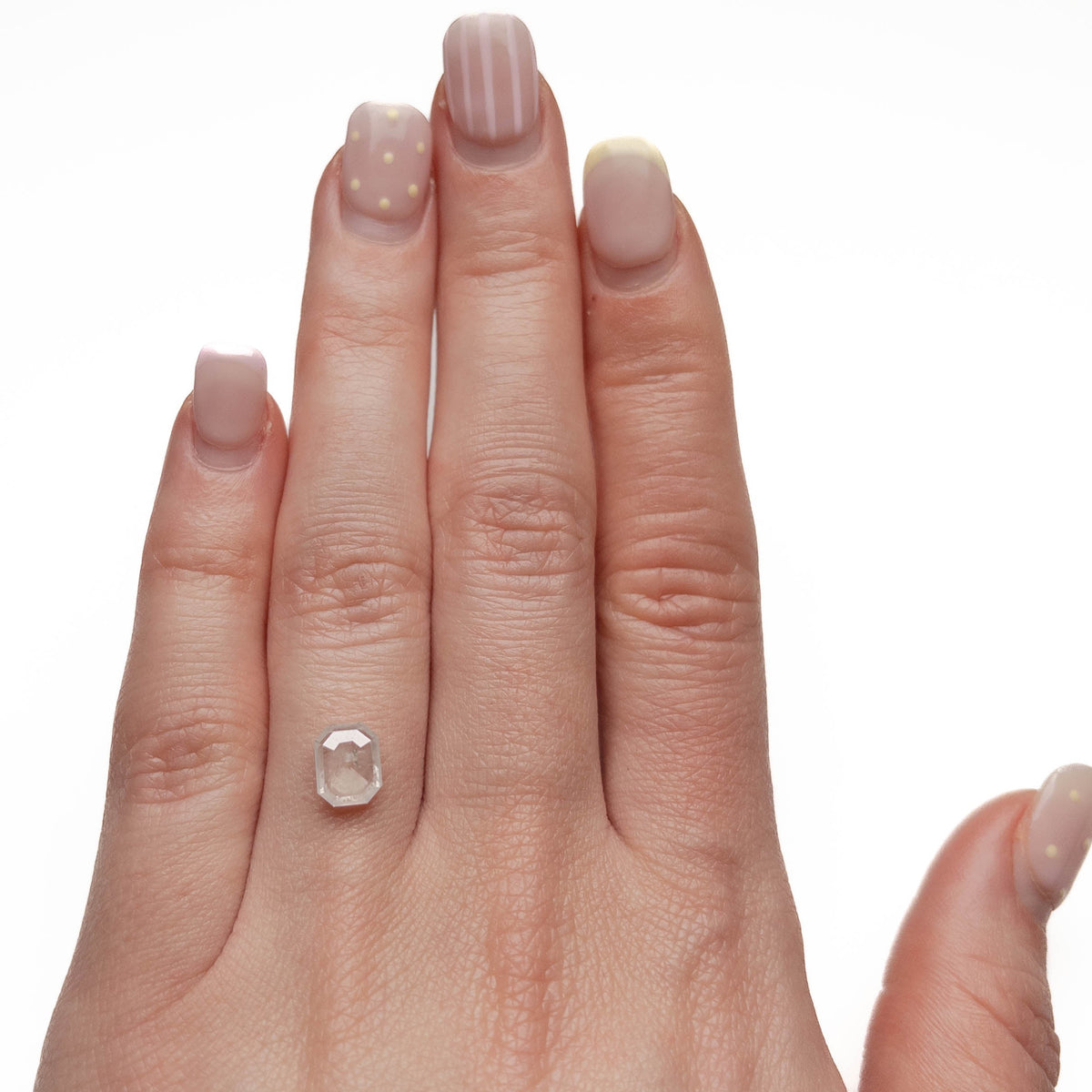 1.59 Carat Icy White Rose Cut Emerald Diamond