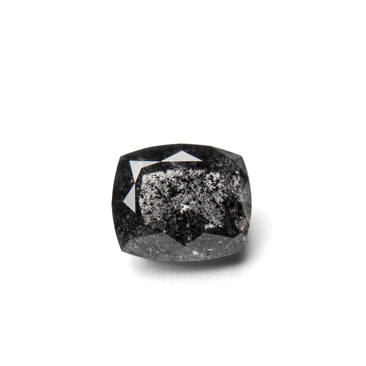 2.43 Carat Black Salt and Pepper Double Cut Cushion Diamond