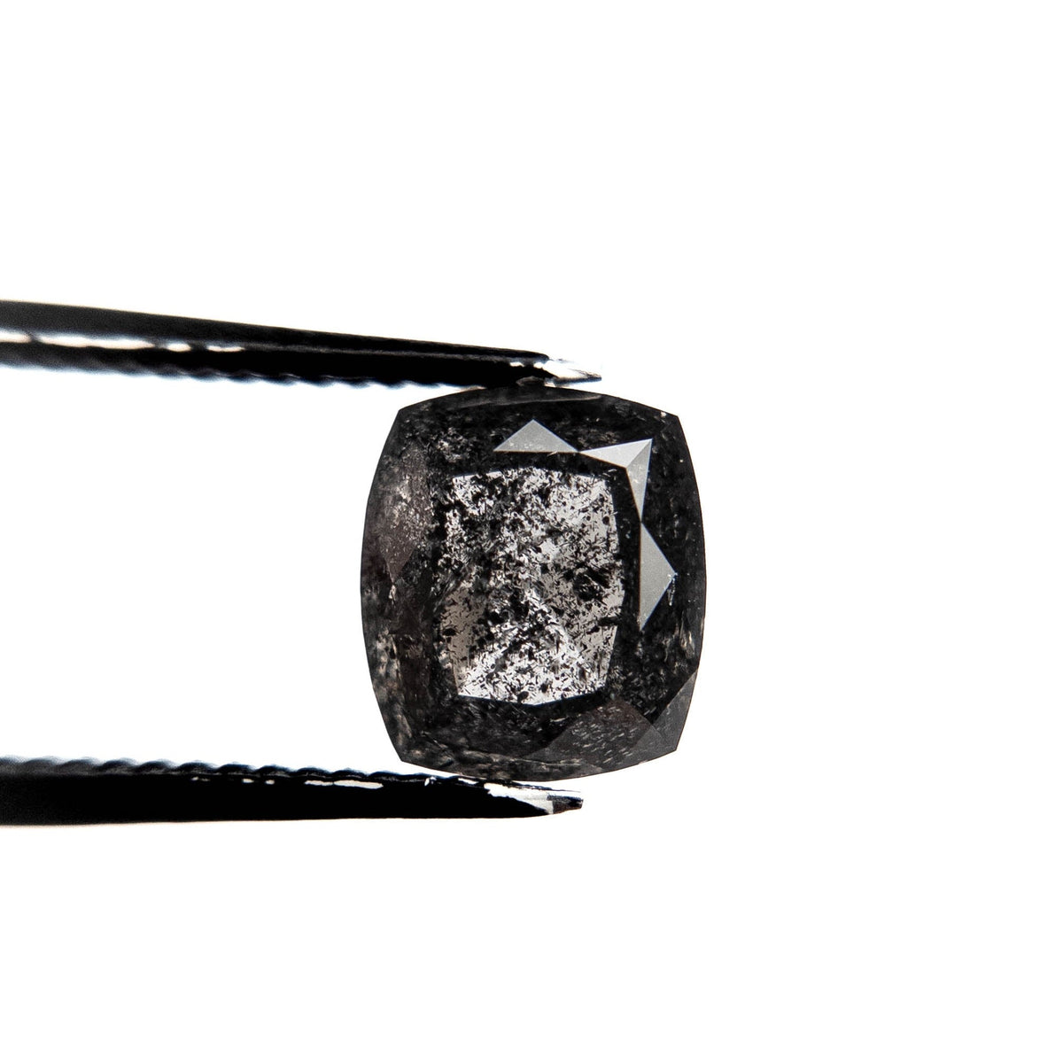2.43 Carat Black Salt and Pepper Double Cut Cushion Diamond